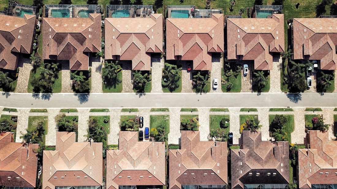 Aerial view of a Florida residential neighborhood